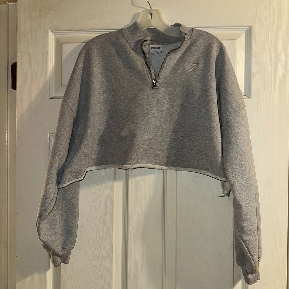 Gymshark cutoff quarter zip Cropped Sweatshirt Gray‎ Loungewear Womens XL